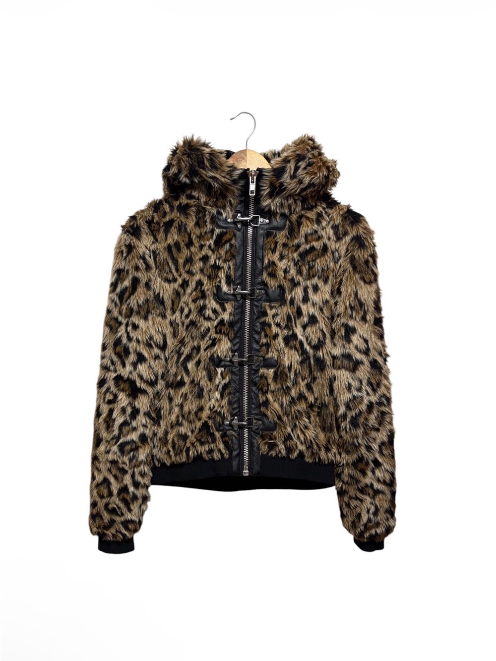 Jaded London Leopard Print Faux Fur Bomber Jacket - Brown & Black